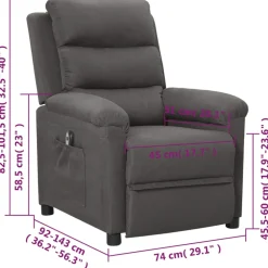 vidaXL Fauteuil elektrisch verstelbaar stof donkergrijs