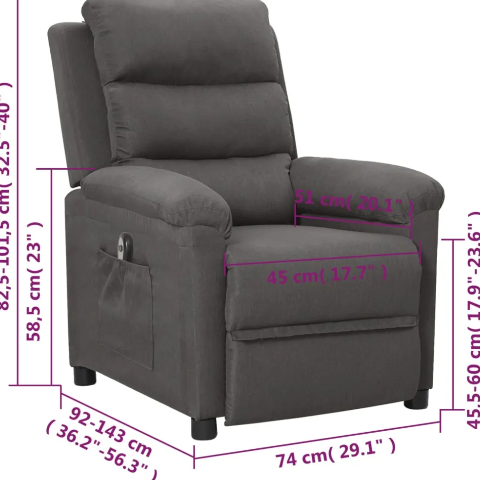 vidaXL Fauteuil elektrisch verstelbaar stof donkergrijs