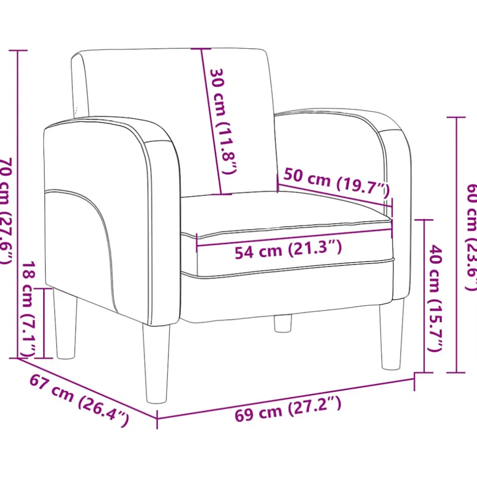 vidaXL Fauteuil met armleuningen Cappuccino 54 cm kunstleer