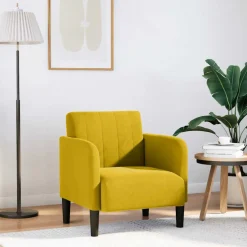 vidaXL Fauteuil met armleuningen 54 cm fluweel geel