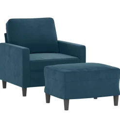 vidaXL Fauteuil met voetenbank 60 cm fluweel blauw