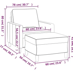 vidaXL Fauteuil met voetenbank 60 cm fluweel blauw