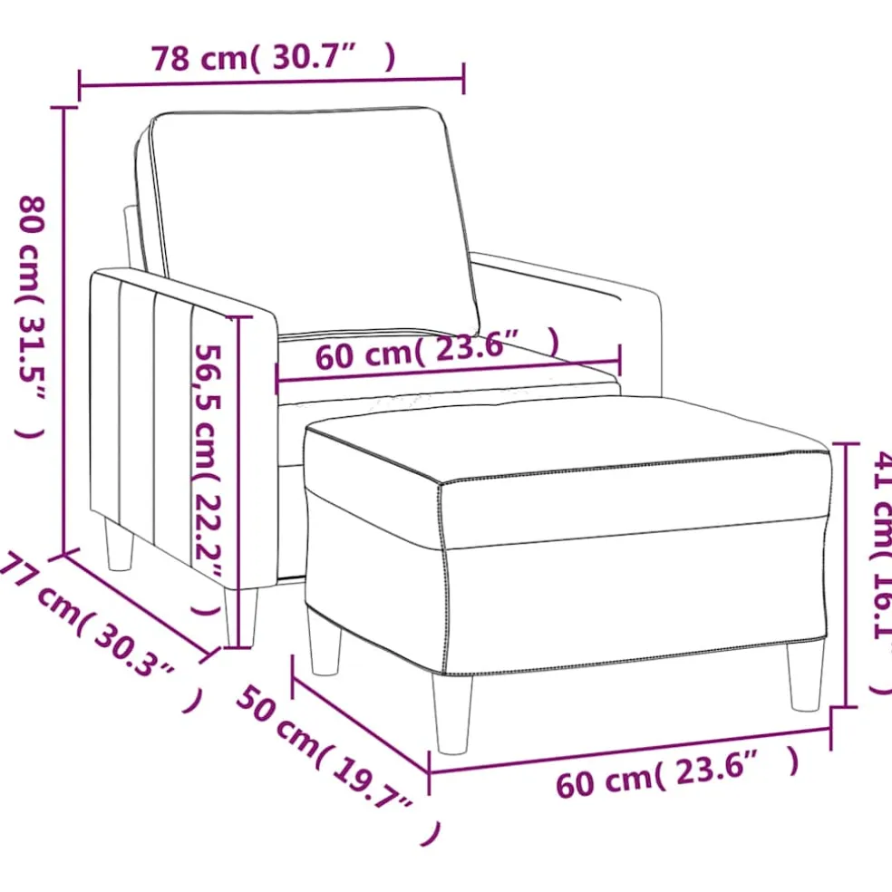 vidaXL Fauteuil met voetenbank 60 cm fluweel blauw