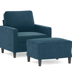 vidaXL Fauteuil met voetenbank 60 cm fluweel blauw