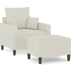 vidaXL Fauteuil met voetenbank 60 cm fluweel crèmekleurig