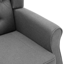 vidaXL Fauteuil met voetenbankje stof lichtgrijs