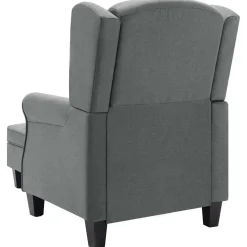 vidaXL Fauteuil met voetenbankje stof lichtgrijs