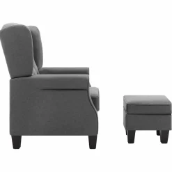 vidaXL Fauteuil met voetenbankje stof lichtgrijs