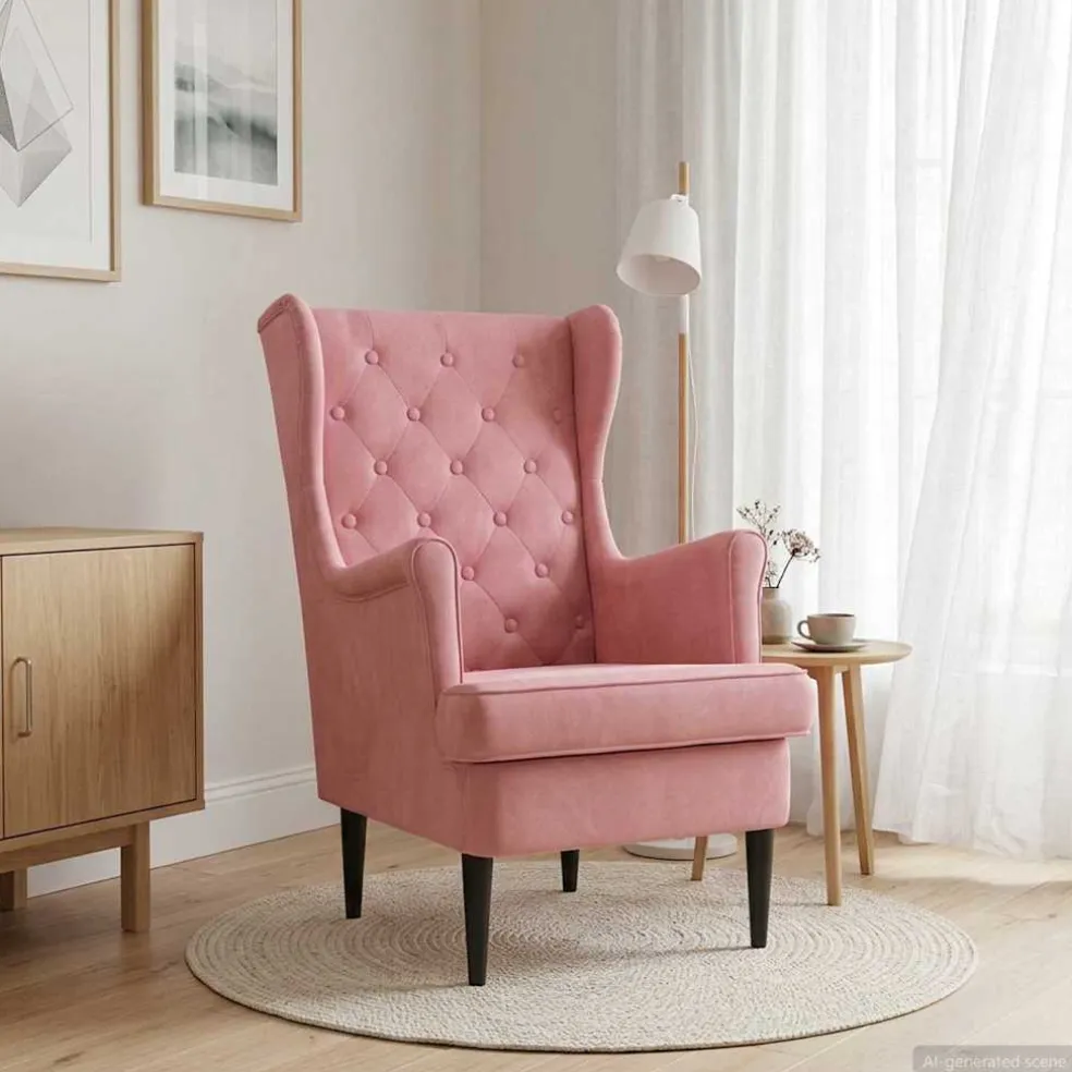 vidaXL Fauteuil Roze Fluweel