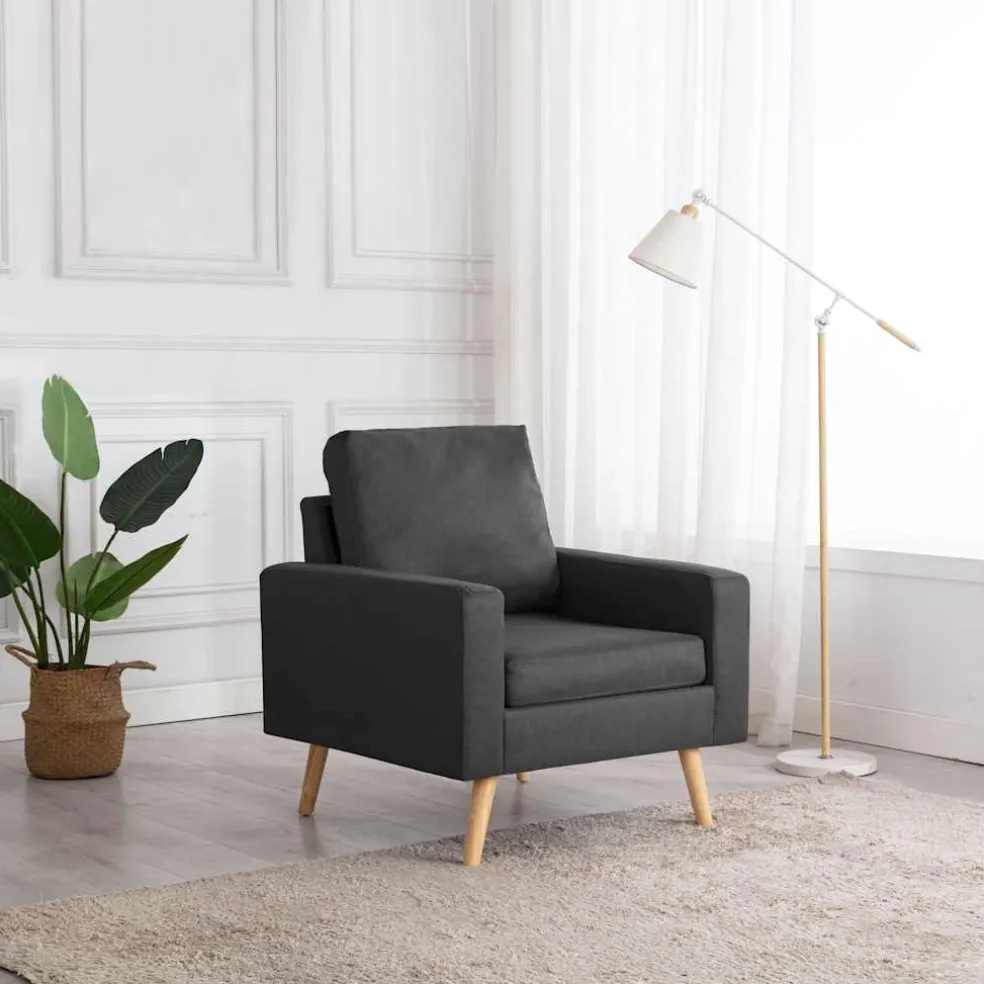 vidaXL Fauteuil stof donkergrijs