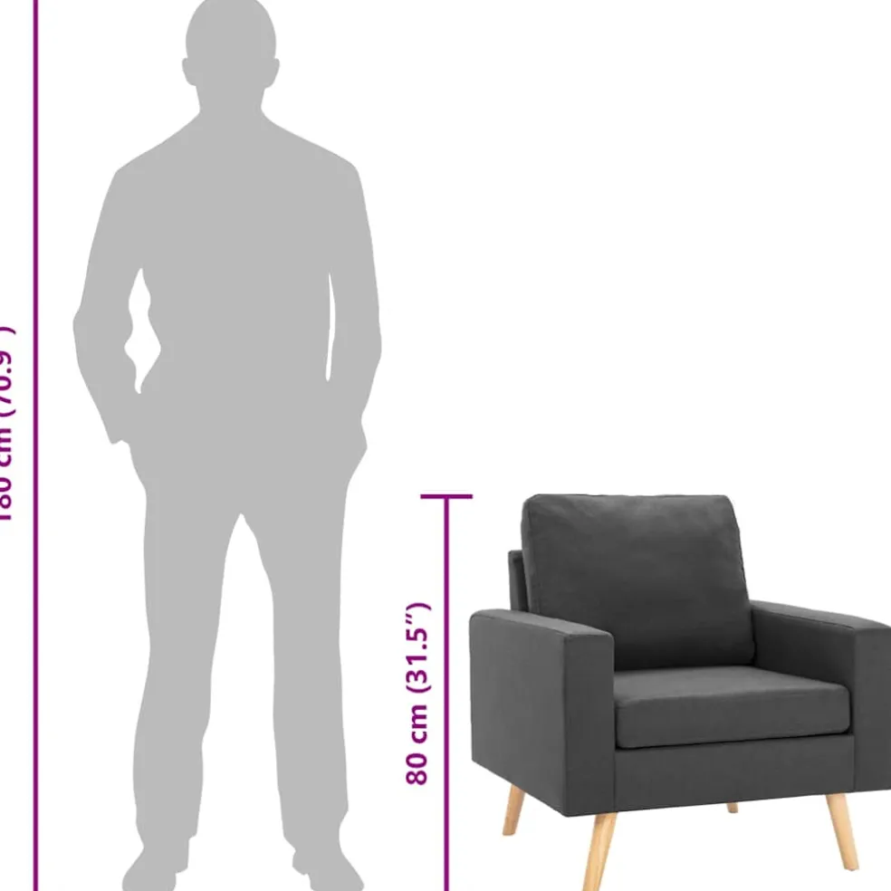 vidaXL Fauteuil stof donkergrijs