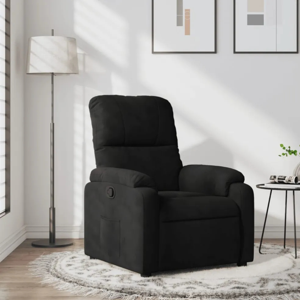 vidaXL Fauteuil verstelbaar microvezelstof zwart