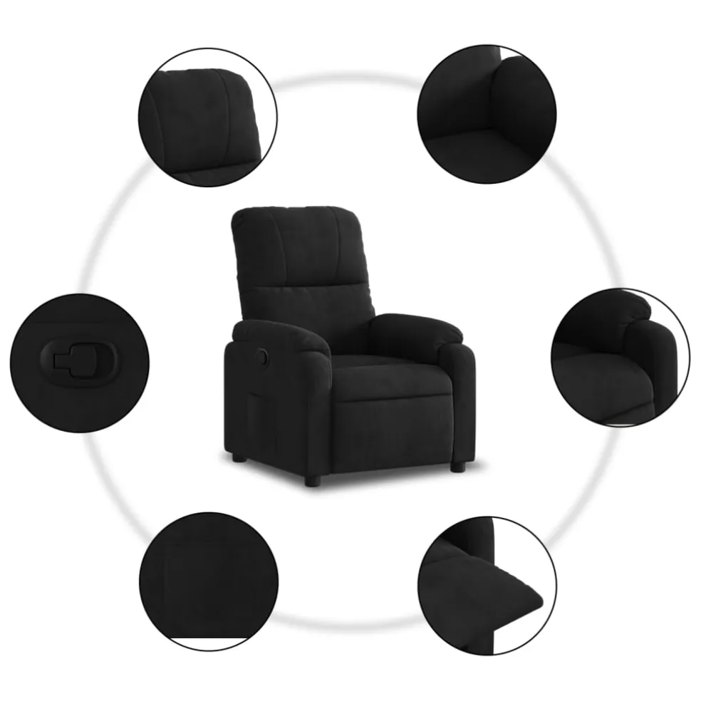 vidaXL Fauteuil verstelbaar microvezelstof zwart