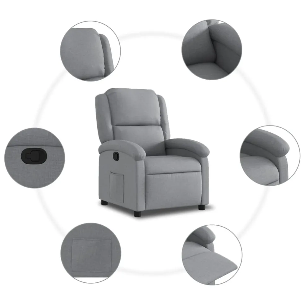 vidaXL Fauteuil verstelbaar stof lichtgrijs