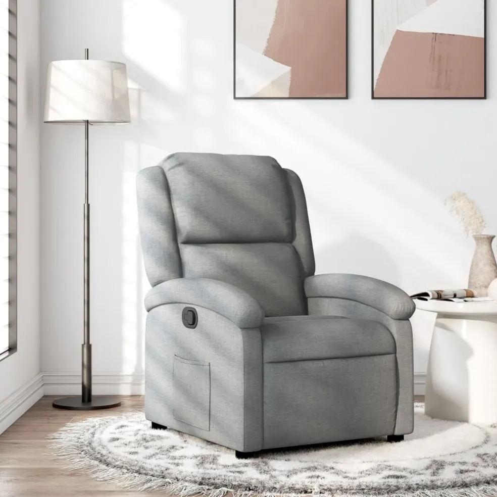 vidaXL Fauteuil verstelbaar stof lichtgrijs