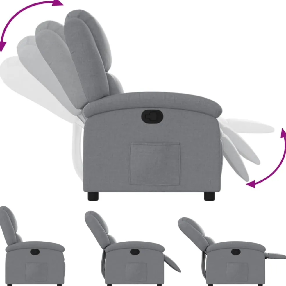 vidaXL Fauteuil verstelbaar stof lichtgrijs