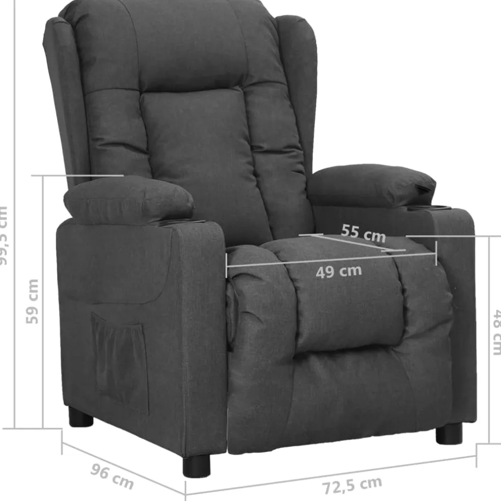 vidaXL Fauteuil verstelbaar stof donkergrijs