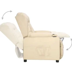 vidaXL Fauteuil verstelbaar stof crèmekleurig
