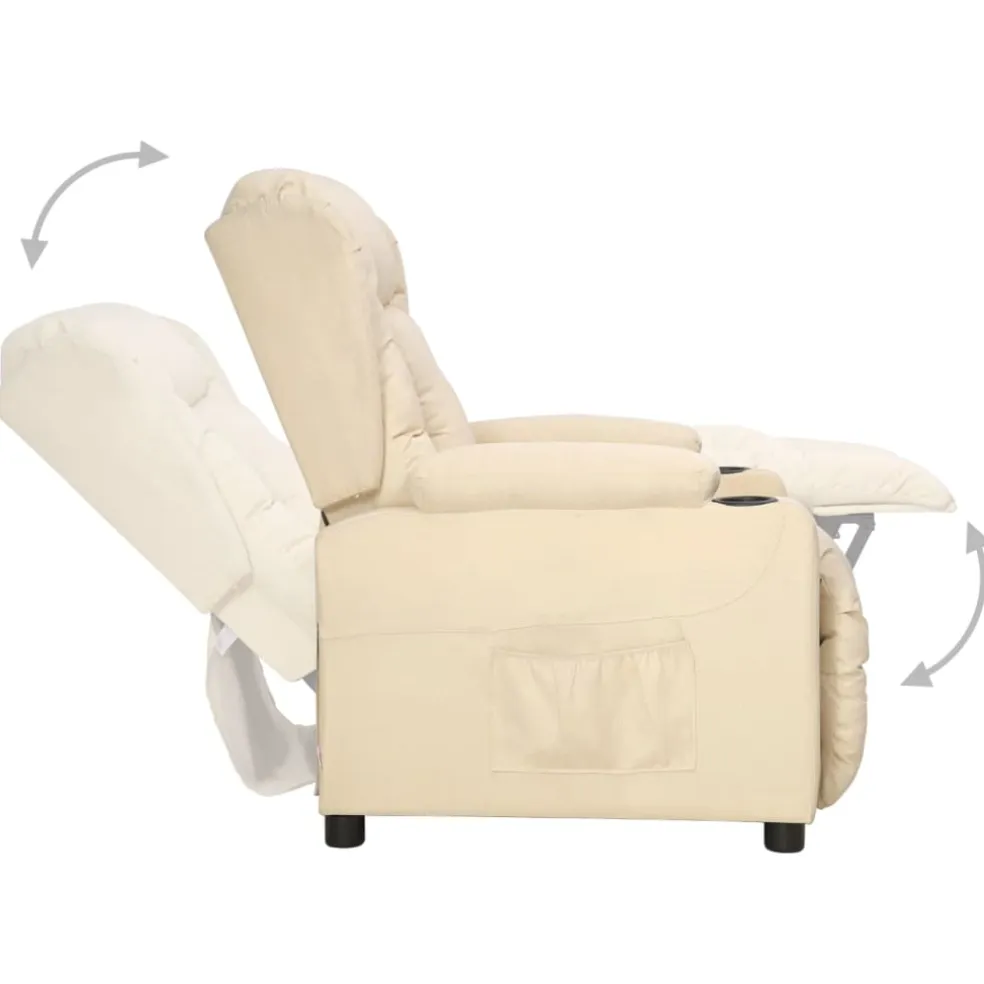 vidaXL Fauteuil verstelbaar stof crèmekleurig