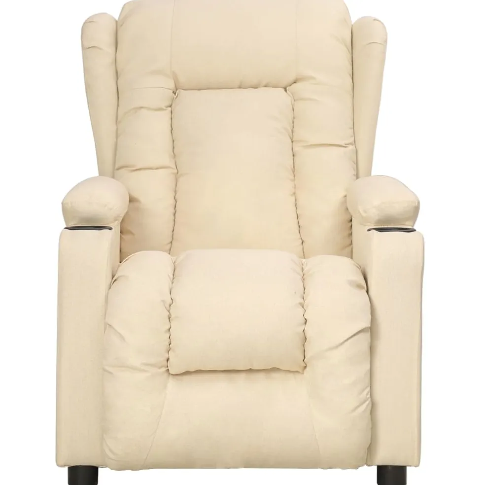 vidaXL Fauteuil verstelbaar stof crèmekleurig