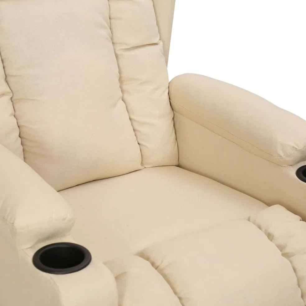 vidaXL Fauteuil verstelbaar stof crèmekleurig