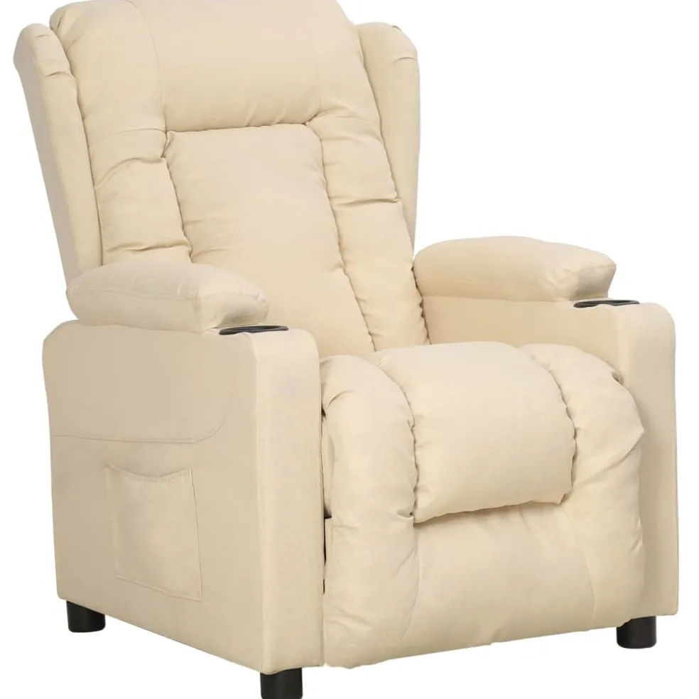 vidaXL Fauteuil verstelbaar stof crèmekleurig