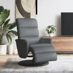 vidaXL Fauteuil verstelbaar met voetensteun kunstleer grijs