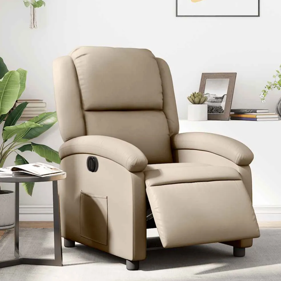 vidaXL Fauteuil verstelbaar elektrisch kunstleer cappuccinokleurig
