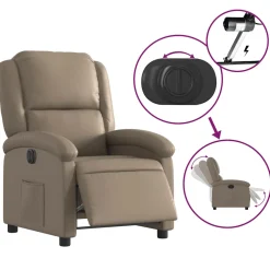 vidaXL Fauteuil verstelbaar elektrisch kunstleer cappuccinokleurig