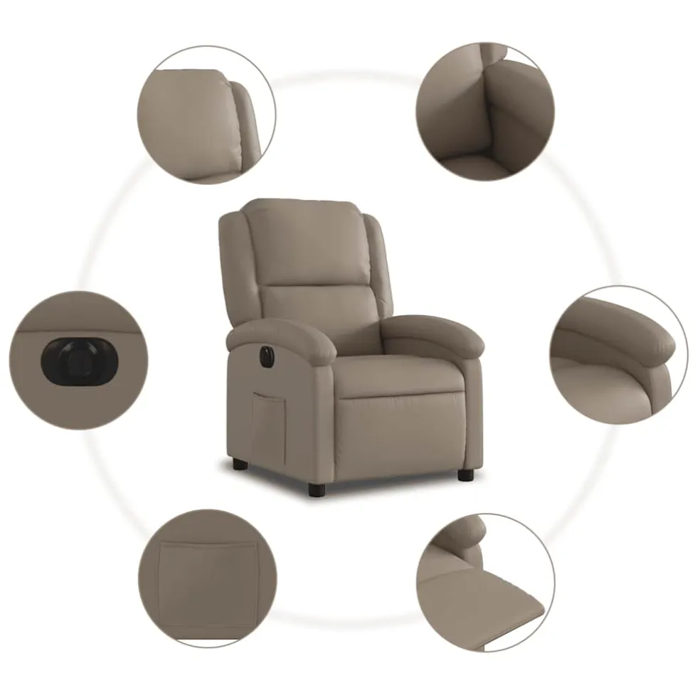 vidaXL Fauteuil verstelbaar elektrisch kunstleer cappuccinokleurig