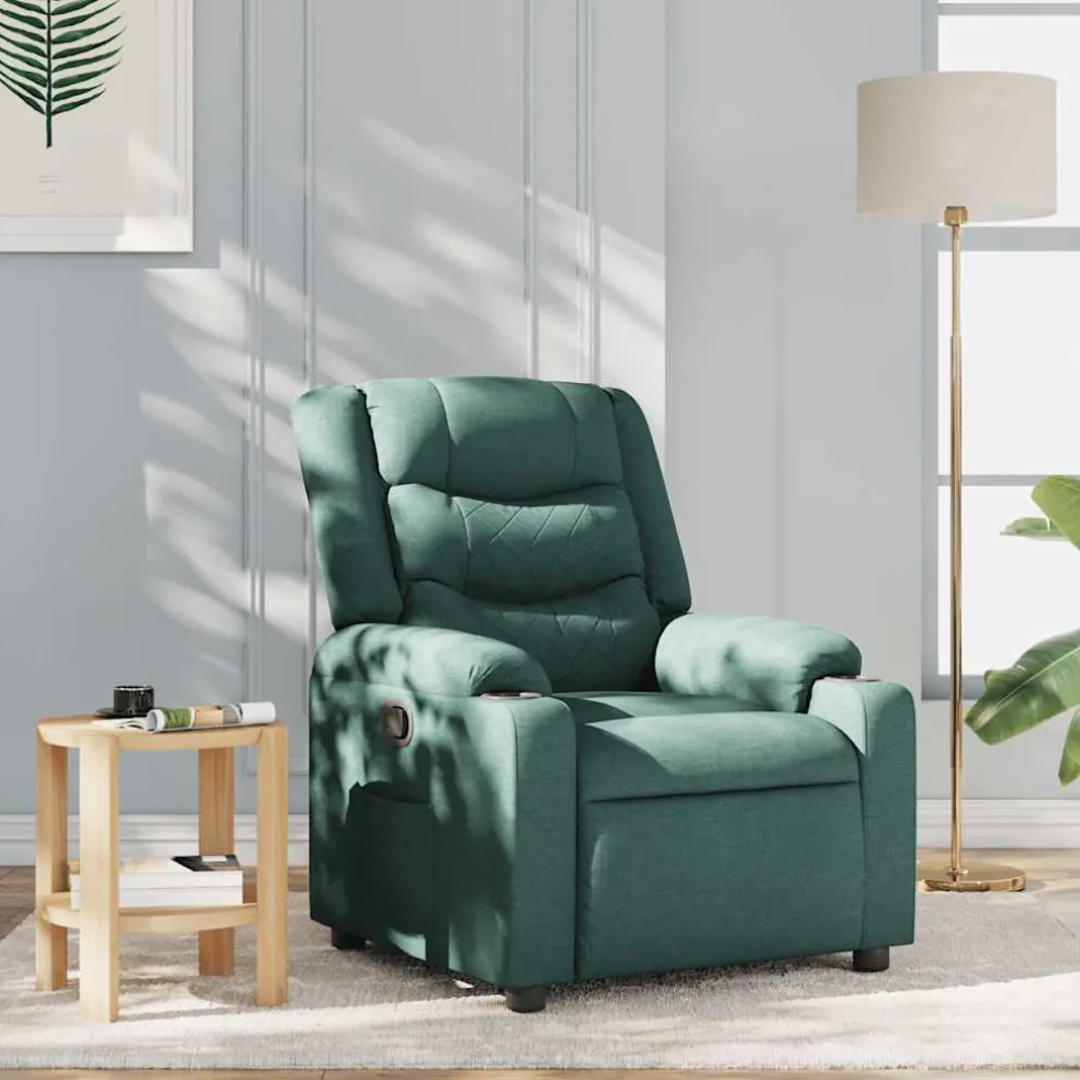 vidaXL Fauteuil verstelbaar stof donkergroen