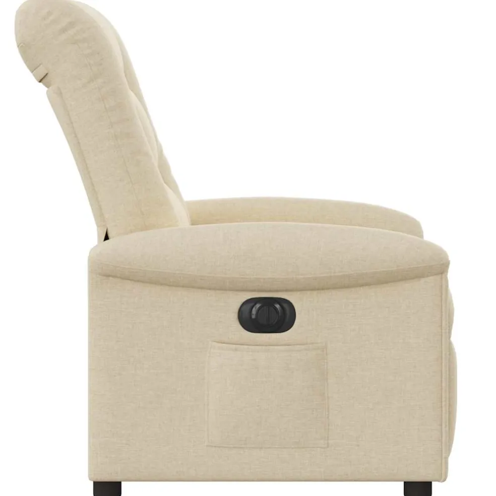 vidaXL Fauteuil verstelbaar elektrisch stof crèmekleurig