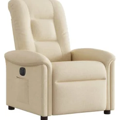vidaXL Fauteuil verstelbaar elektrisch stof crèmekleurig