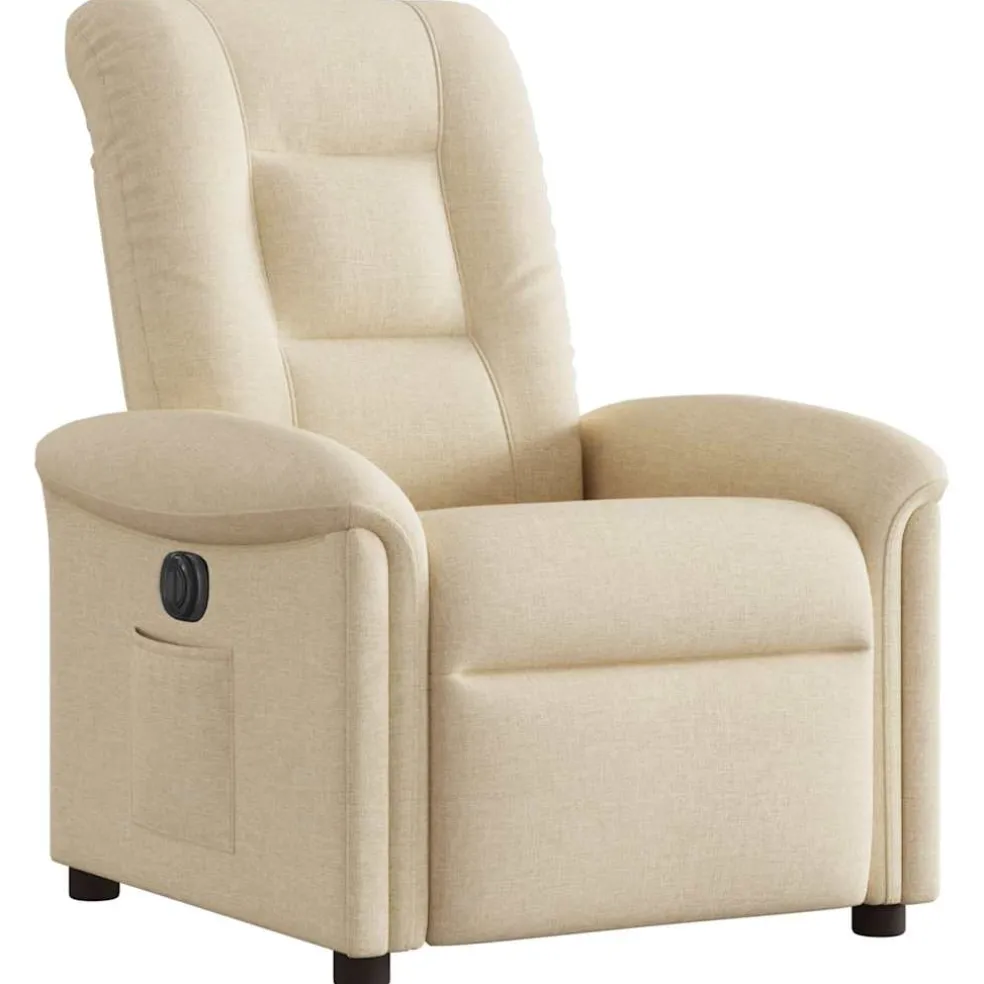 vidaXL Fauteuil verstelbaar elektrisch stof crèmekleurig
