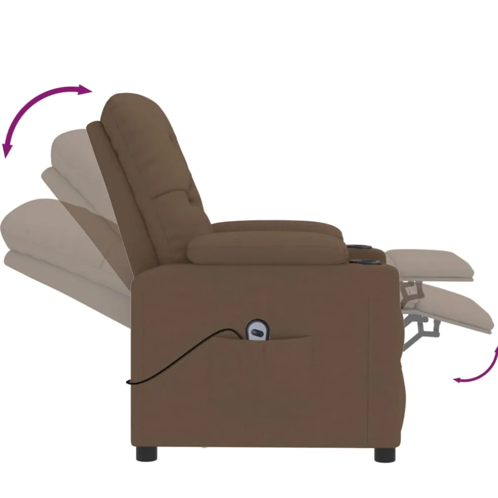 vidaXL Fauteuil verstelbaar elektrisch stof bruin