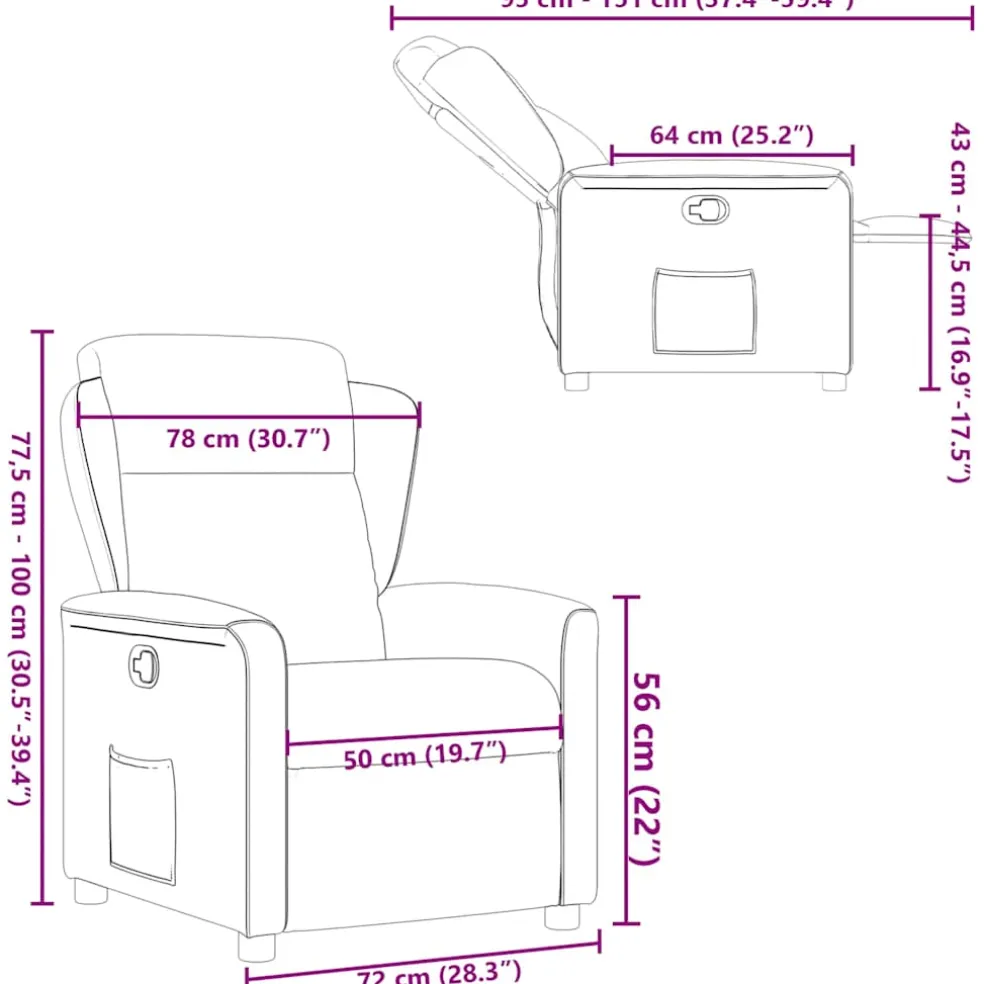 vidaXL Fauteuil verstelbaar stof zwart