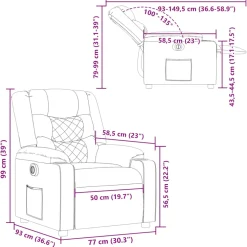 vidaXL Fauteuil verstelbaar elektrisch stof wijnrood