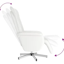 vidaXL Fauteuil verstelbaar met voetensteun kunstleer wit