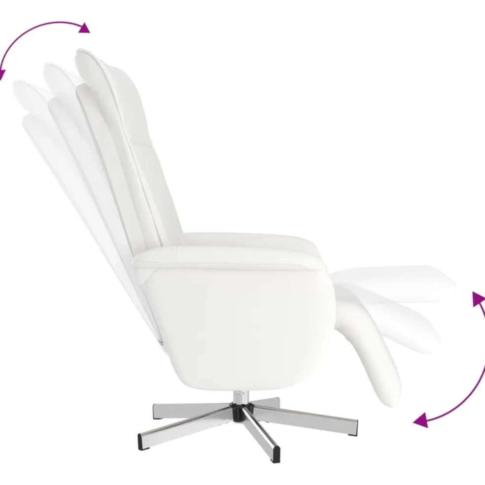 vidaXL Fauteuil verstelbaar met voetensteun kunstleer wit