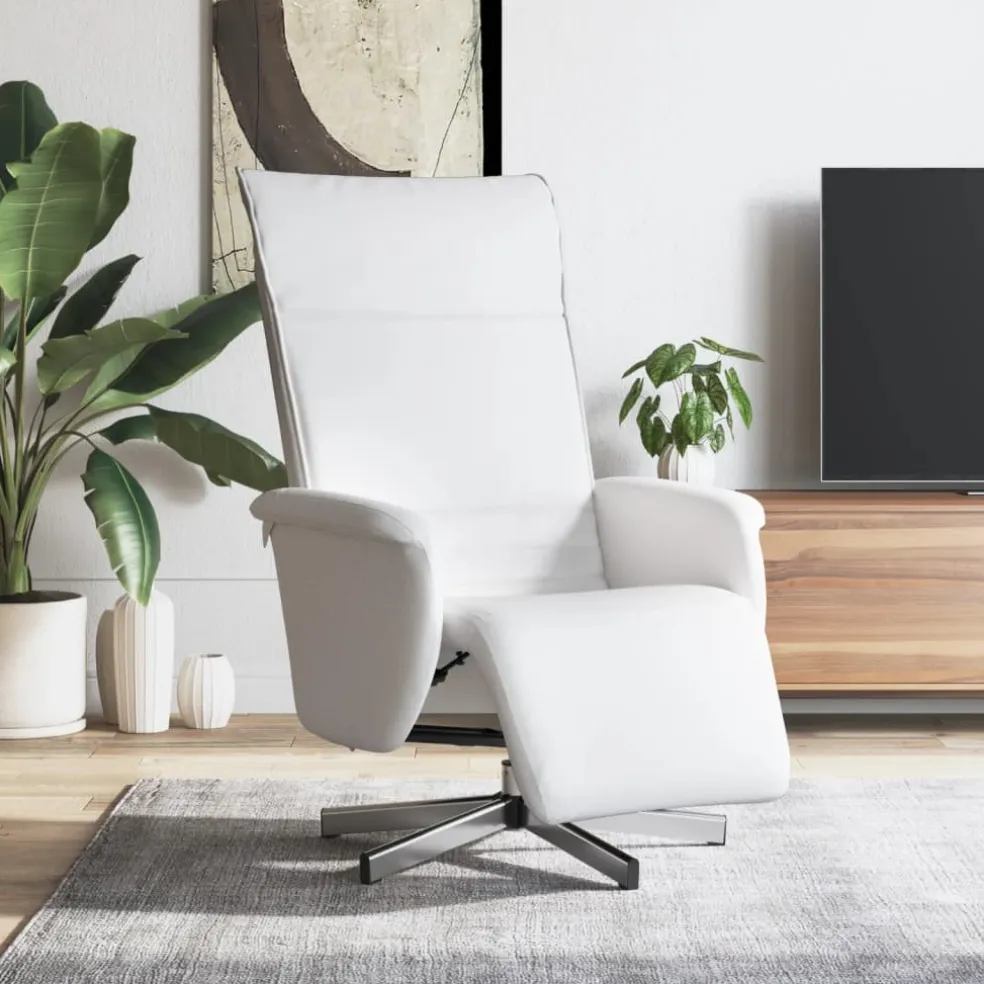 vidaXL Fauteuil verstelbaar met voetensteun kunstleer wit