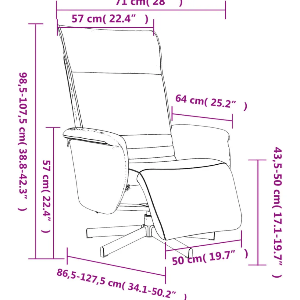 vidaXL Fauteuil verstelbaar met voetensteun kunstleer wit