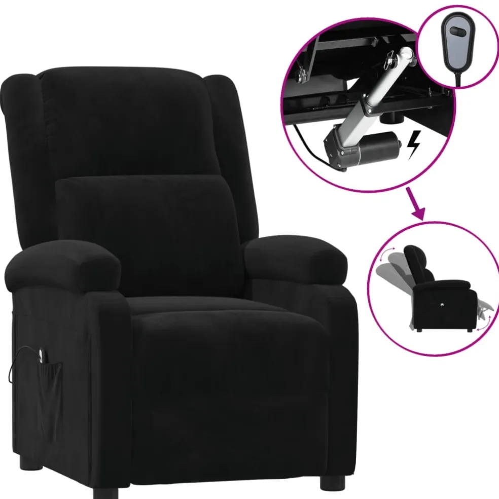 vidaXL Fauteuil verstelbaar elektrisch stof zwart