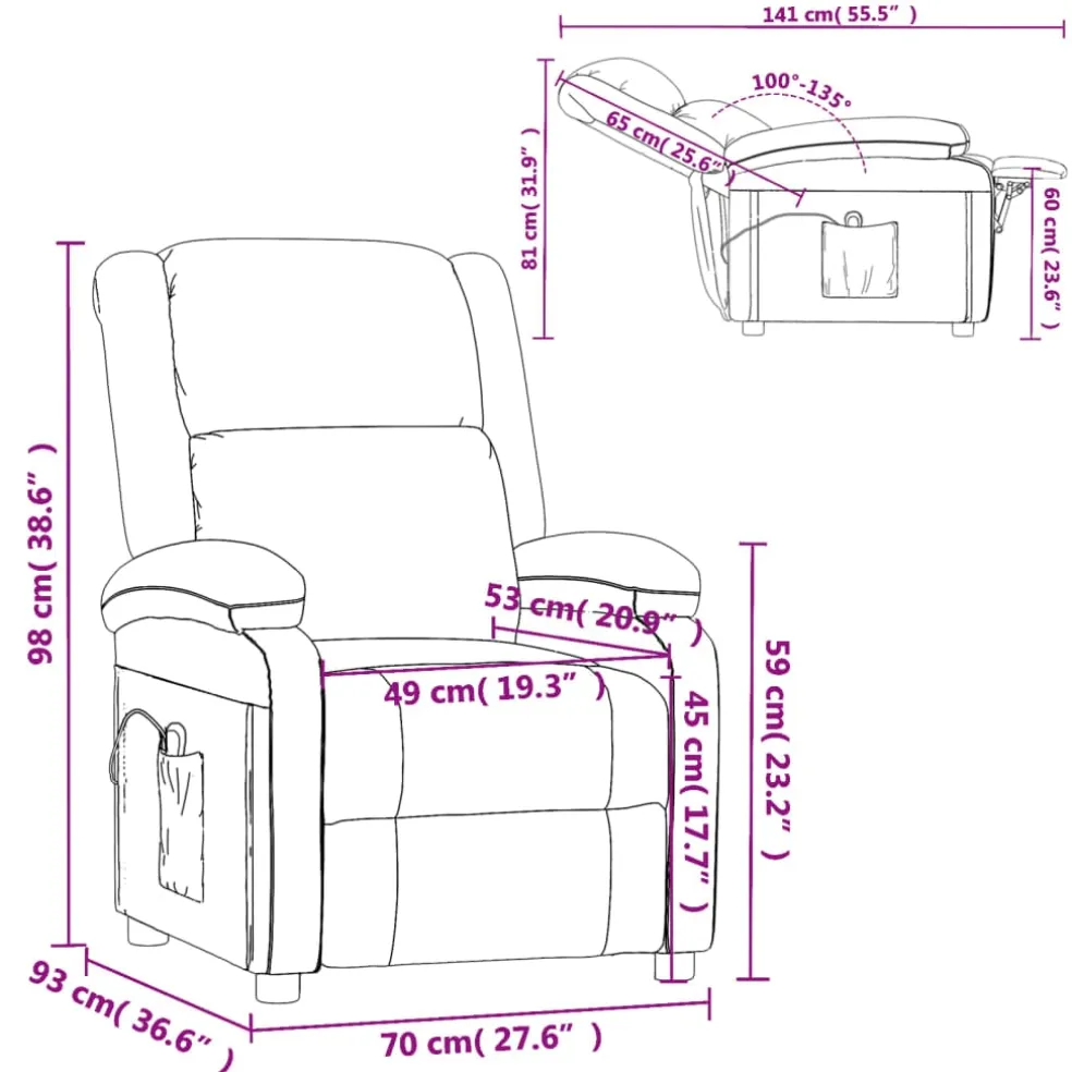 vidaXL Fauteuil verstelbaar elektrisch stof zwart