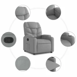 vidaXL Fauteuil verstelbaar stof lichtgrijs