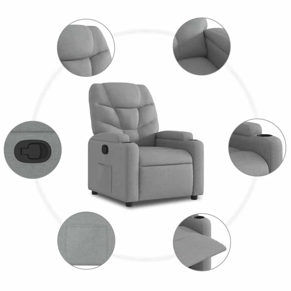 vidaXL Fauteuil verstelbaar stof lichtgrijs