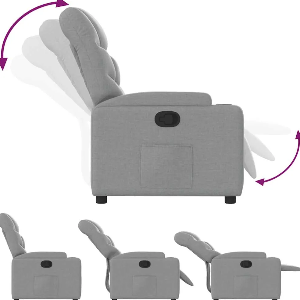 vidaXL Fauteuil verstelbaar stof lichtgrijs