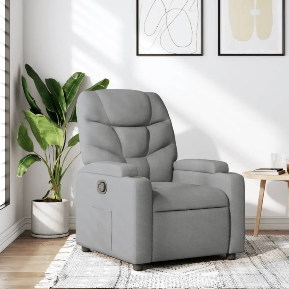 vidaXL Fauteuil verstelbaar stof lichtgrijs