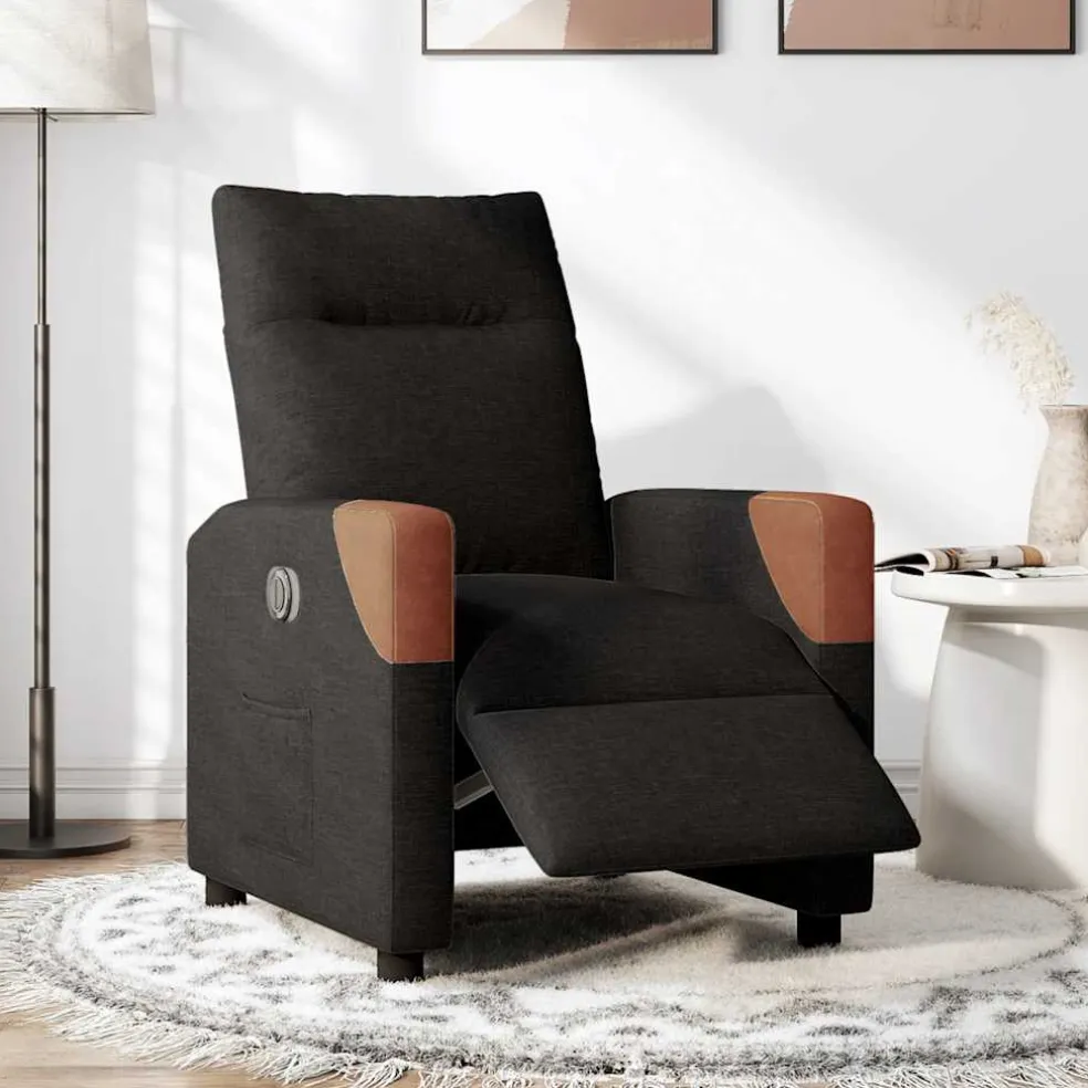 vidaXL Fauteuil verstelbaar elektrisch stof zwart
