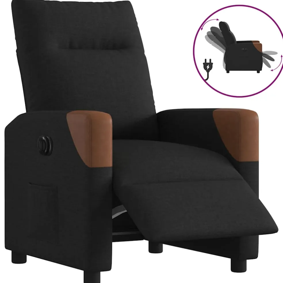 vidaXL Fauteuil verstelbaar elektrisch stof zwart
