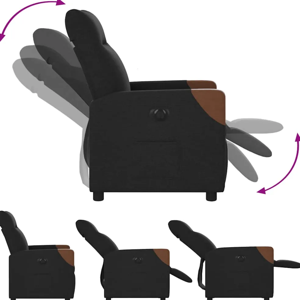 vidaXL Fauteuil verstelbaar elektrisch stof zwart